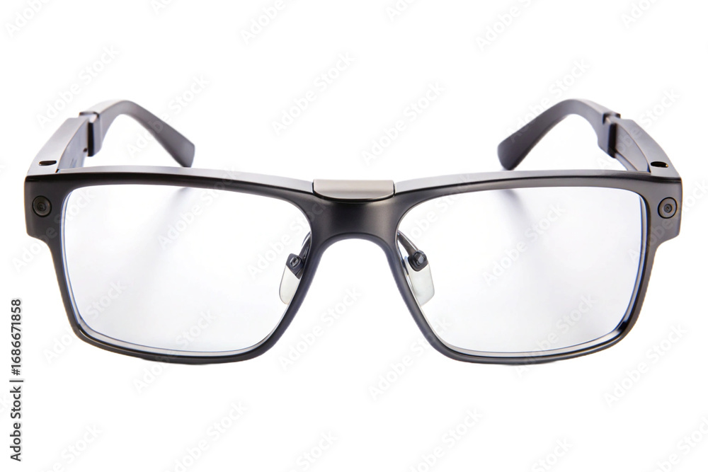 Fototapeta premium Modern smart glasses frame isolated transparent lenses for futuristic technology wearable devices transparent background