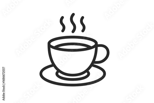 Coffee time vector line icon. Minimalist tea cup with steam symbol for web, graphic design, app, logo. Hot drink, beverage, cafe concept. Morning coffee break illustration.