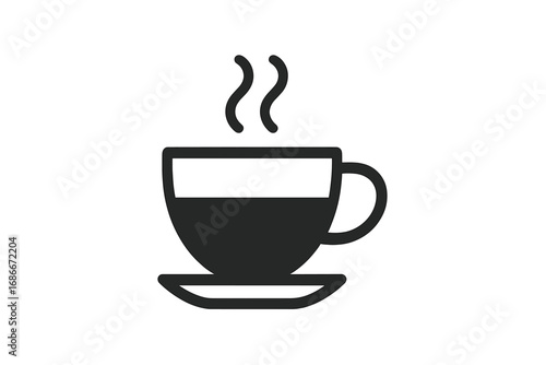 Coffee time icon, simple minimalist outline style. Vector illustration for web, graphic design, app, logo. Hot drink, tea, espresso or cappuccino mug with steam symbol.