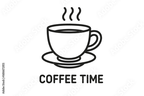 Coffee time line icon. Hot drink mug with steam vector illustration. Simple outline symbol for cafe menu, web design, app, logo. Beverage, tea cup, espresso, cappuccino sign.