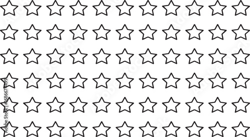 Collection of hand drawn outline stars scattered in rows for creative design elements vector