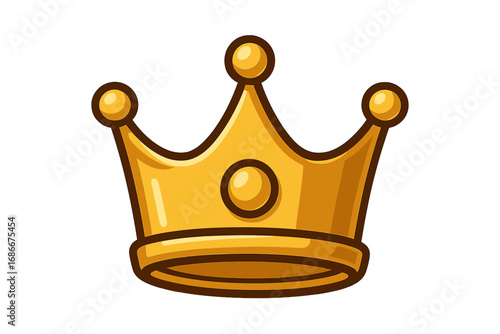 Gold crown vector icon. Royal symbol of king, queen, prince or princess. Cartoon illustration concept of power, monarchy, success, leadership, luxury, winner. Majestic jewelry.