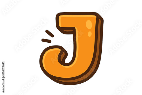 J letter monogram logo design. Vector cartoon illustration. 3D alphabet initial. Funky bold font for branding. Playful typography element for kids. Creative type design icon.
