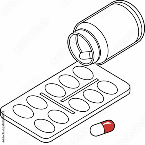Medication and Prescription Drugs with a Pill Bottle and Blister Pack