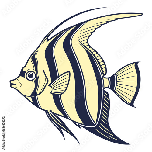 Striped Angelfish Vibrant Aquatic Life Illustration