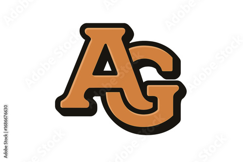 AG GA monogram logo design. Initial letters A and G combination. Vector illustration for brand identity, symbol, icon, emblem, or corporate sign. Modern bold typography.