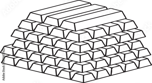 Stacked gold bars rendered in sketch style demonstrating wealth and investment opportunities vector