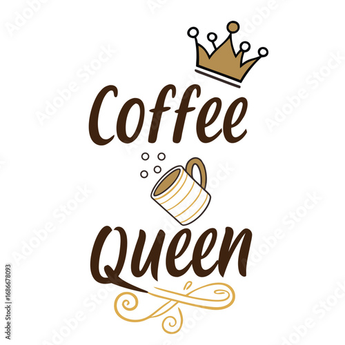 Coffee Queen Typography T-shirt design.