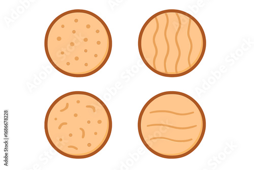 Skin type vector icon set. Oily, dry, normal, combination, acne, and aging skin texture. Dermatology and cosmetology concept. Cartoon illustration for skincare and beauty.
