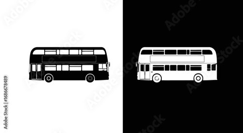 An outline style of a double-decker bus, a modern and clean icon for travel to London or British-themed designs.