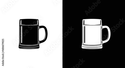 An outline style of a beer mug, a modern and clean icon for a brewery logo, a pub menu, or an Oktoberfest event.