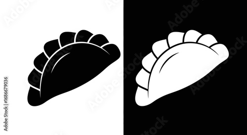 An outline style of a pierogi, a modern and clean icon for a Polish restaurant or a European food festival.