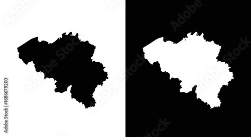 A map of Belgium with its provinces, a black and white outline icon for European geography, travel, and the EU.