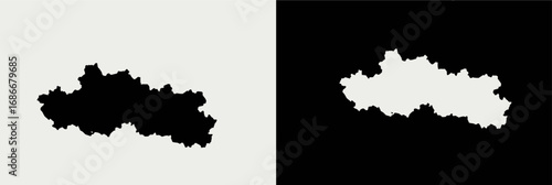 An abstract silhouette of a landmass or cloud, a simple black and white icon for a minimalist map or weather element.