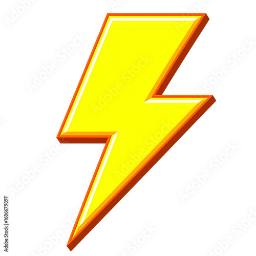 Free Download A Vibrant Yellow Lightning Bolt with Orange Outline on a White Background A Dynamic Symbol of Power, Energy, and Speed, Perfect for Graphic Design and Branding - GFXLoad