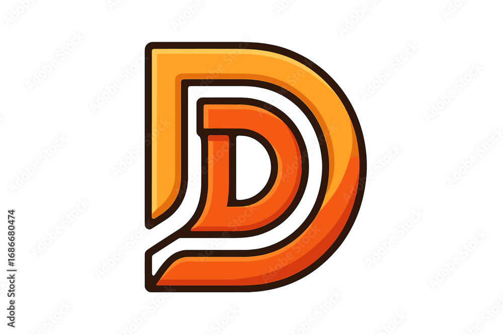 Fototapeta premium Letter D monogram logo design. Abstract modern initial symbol for branding. Corporate business icon with orange gradient. Vector graphic element for company identity and web.