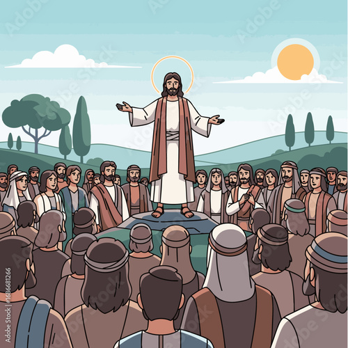 Jesus Preaching to People, bible story