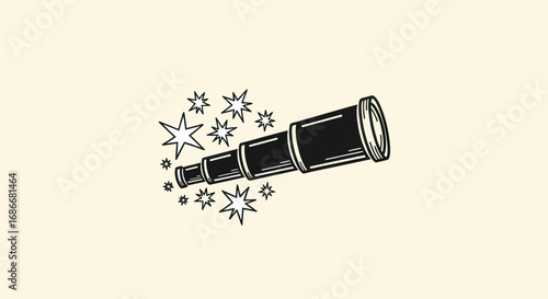 Vintage telescope pointing towards sparkling stars representing discovery and exploration.