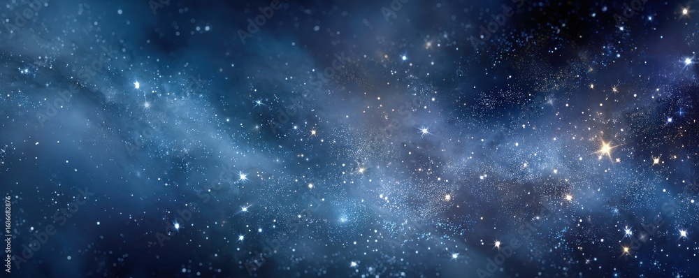 Naklejka premium Beautiful starry night sky filled with glowing stars and cosmic sparkles