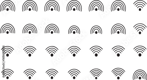 Dynamic arc and circle patterns showing signal strength and network connectivity variations vector