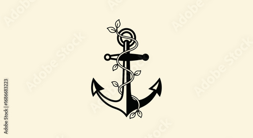 Elegant Anchor Illustration Embraced by Nature.