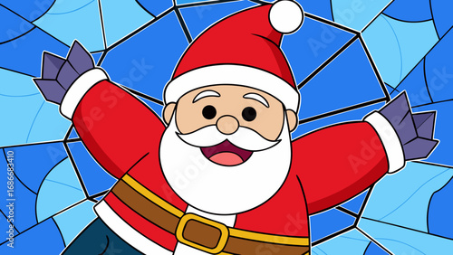 Jolly cartoon Santa Claus with a red hat and white beard 
