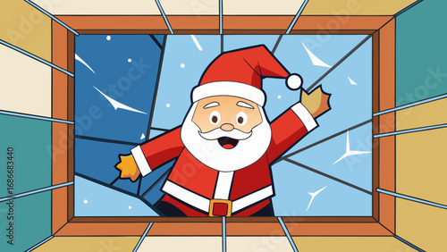 Cute and happy cartoon Santa Claus,  ready for a fun Christmas celebration