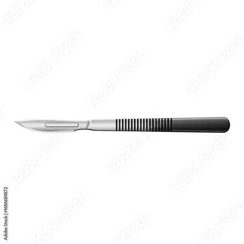 A sterile surgical scalpel with a sharp blade and a textured handle for precise grip.