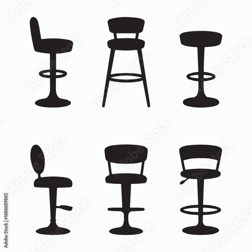 Breakfast bar stools stylish furniture icons set