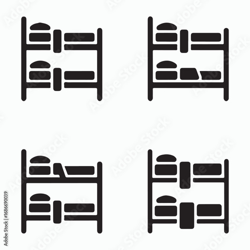Bunk bed modern bedroom icons pack
