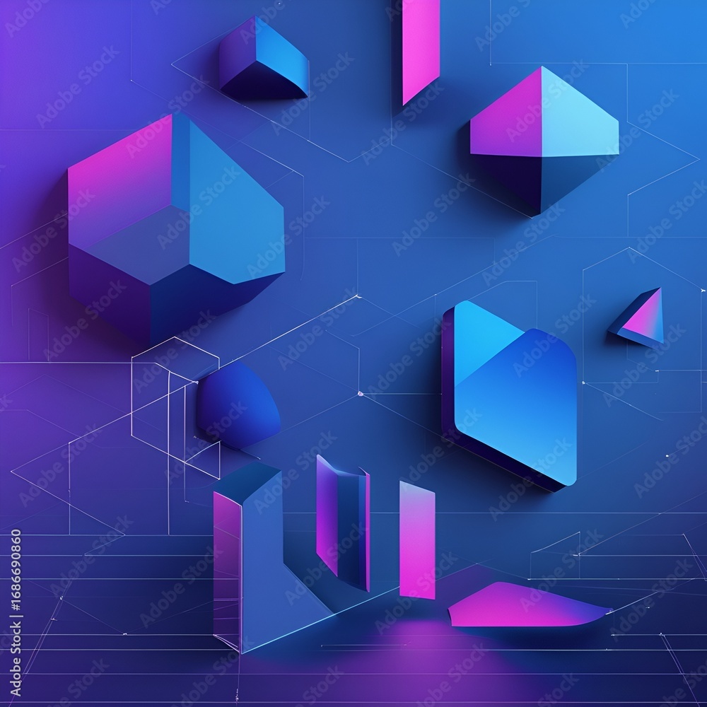 Obraz premium Blue Purple Gradient Tech Startup Poster Background tech poster template, startup event background