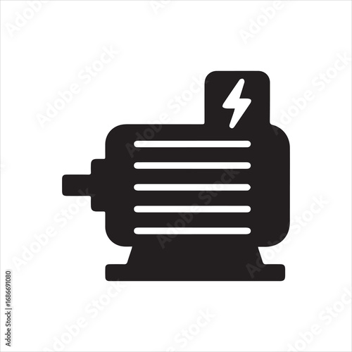  Electric Motor icon silhouette vector with white background