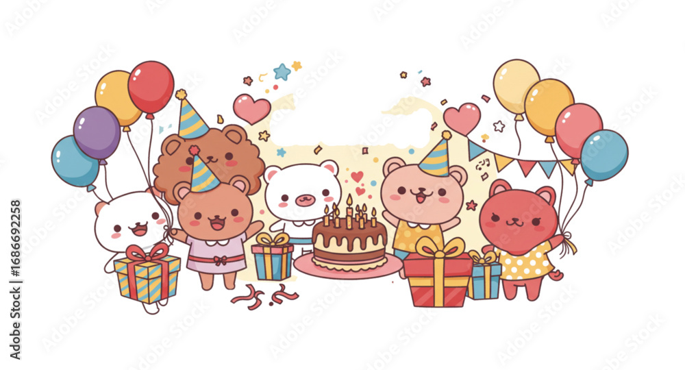 Fototapeta premium happy birthday card with balloons