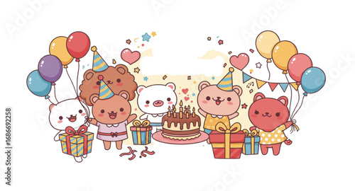 happy birthday card with balloons