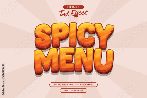 3d Spicy menu editable text effect with 3d and glossy effect