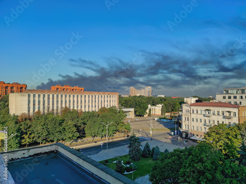 Smoke over city after russian missile bombing