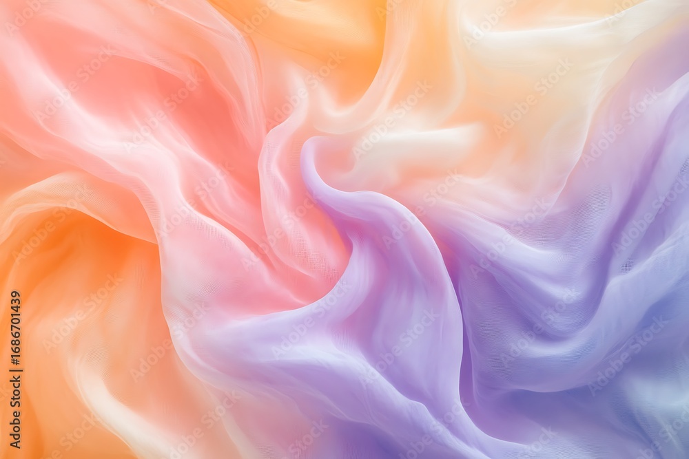 Fototapeta premium Subtle pastel swirl of tangerine, cotton candy, and periwinkle 