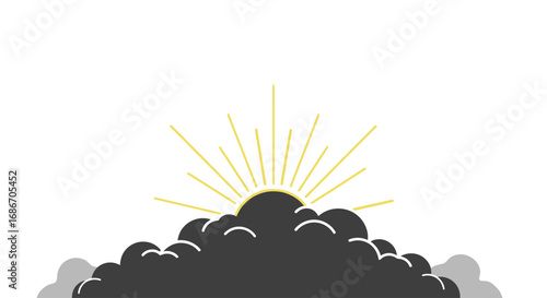 golden rays pierce dark clouds a sunrise hope graphic, isolated on transparent background