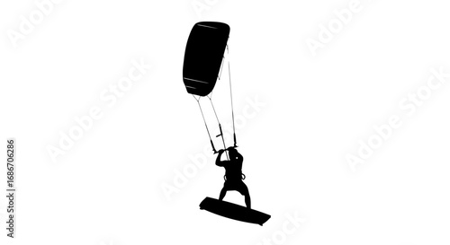 kitesurfer silhouette freedom, power, and grace on the waves, isolated on transparent background