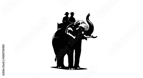 majestic elephant silhouette a timeless journey through asia, isolated on transparent background