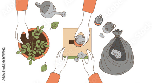 mindful recycling cultivating a sustainable future, together, isolated on transparent background