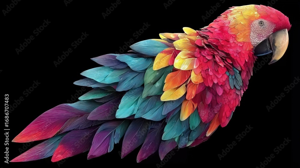 Obraz premium Colorful Macaw Parrot Soaring Through the Air with Vibrant Feathered Wings 