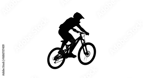 mountain bikers silhouette adrenaline rush, isolated on transparent background