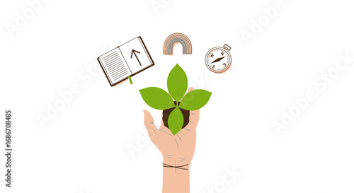 nurturing new growth a hand holds the promise of a brighter future, isolated on transparent background