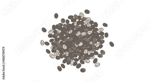 roasted coffee beans aromatic dark and light roast blend, isolated on transparent background