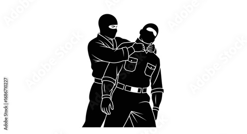 shadowy confrontation a silhouetted struggle for control, isolated on transparent background