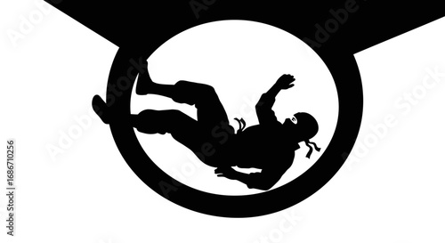 shadowy escape a ninjas perilous descent into darkness, isolated on transparent background