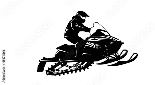 snowmobile silhouette winters exhilarating ride, isolated on transparent background
