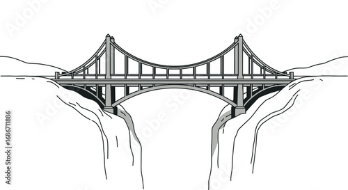 suspension bridge a spanning architectural marvel, isolated on transparent background
