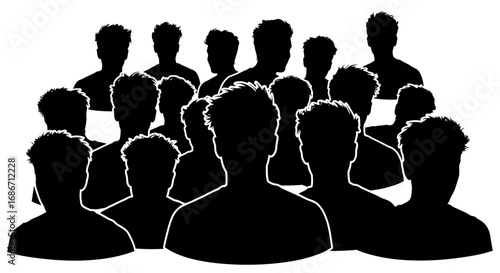 the anonymous crowd a silhouette of collective identity, isolated on transparent background